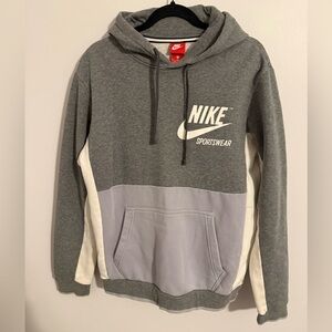 Nike Men's Gray and White Hoodie with Logo